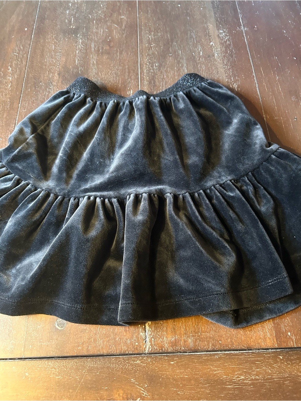 Hanna Andersson Black Velvet Tiered Mini Skirt
